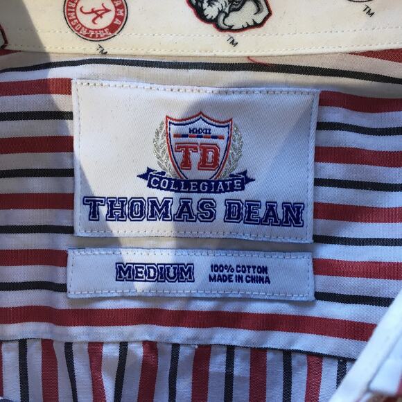 Alabama Football Crimson Tide Button Down Shirt Men's Medium Striped Flip Cuffs - Picture 2 of 12